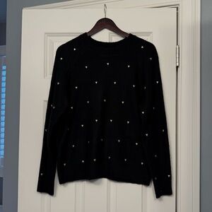 Lucky Brand Black Sweater with gold heart grommets